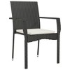 vidaXL Patio Chairs 4 pcs - Stylish Black Poly Rattan with Cushions, Powder-Coated Steel Frame - 3 of 4