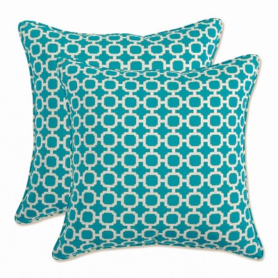 18.5x18.5 Geometric 2pc Square Outdoor Decorative Throw Pillows -  Red/White - Pillow Perfect