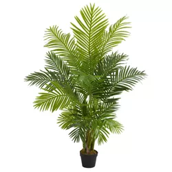 60" Artificial Hawaii Palm Tree in Pot Black - Nearly Natural