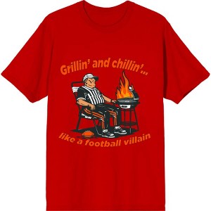 Grillin' and Chillin' Like A Football Villain Adult Crew Neck Short Sleeve Tee - 1 of 2