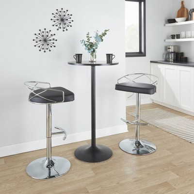 Set of 2 Black Adjustable Swivel Metal Barstools