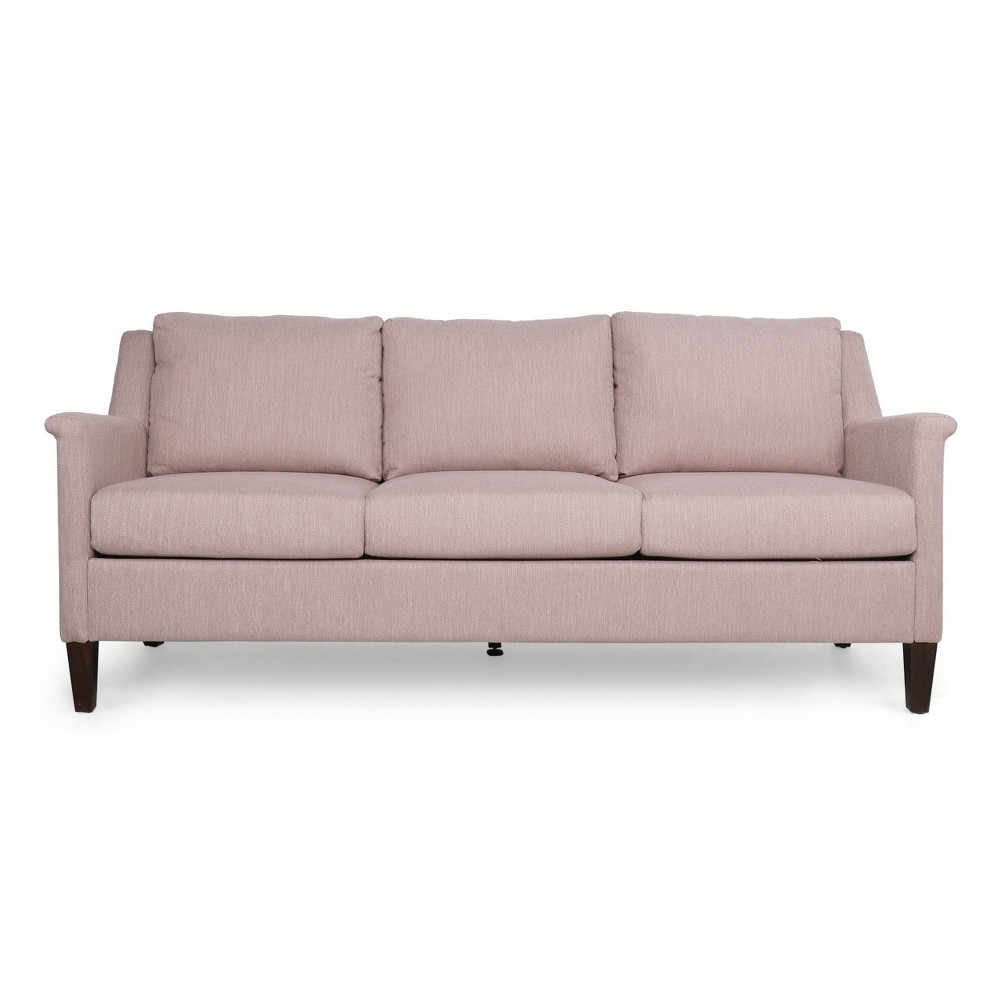 Photos - Sofa Dupont Contemporary 3 Seater Fabric  Light Blush/Espresso - Christophe