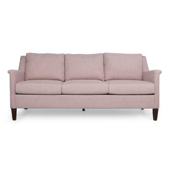 Dupont Contemporary 3 Seater Fabric Sofa Light Blush/Espresso - Christopher Knight Home