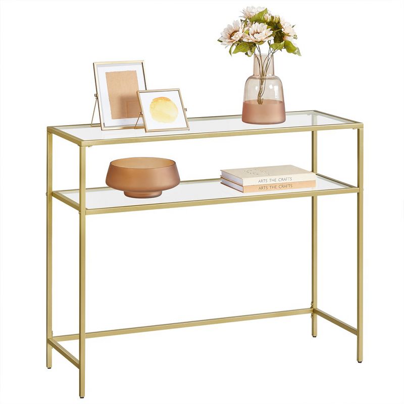 VASAGLE Console Sofa Table, Modern Entryway Table, Tempered Glass Table, Metal Frame, 2 of 8