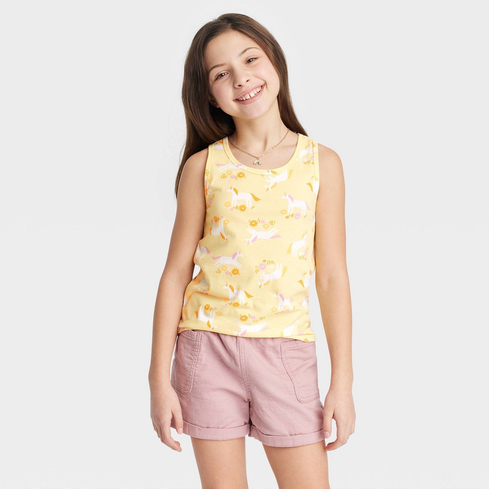 Girls' Relaxed Fit Tank Top - Cat & Jack™ Yellow L(10-12)