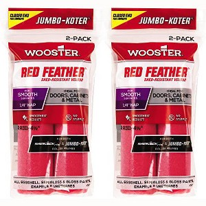 Wooster 4.5" Jumbo-Koter Red Feather 1/4" Nap Closed-End 2 Sets Of 2-Pack Roller Cover # RR311-4.5-2PK - 1 of 1