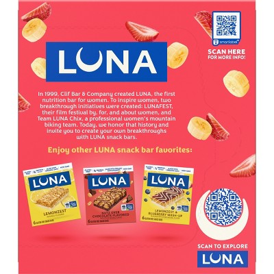 LUNA Bar Gluten Free Strawberry Banana Fiber Granola Protein Bars - 10.14oz/6ct