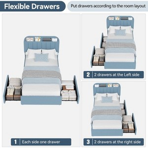 Bed Frame with Storage Headboard, Bed Frame with 2 Drawers - 1 of 4