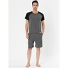 Lars Amadeus Mens Summer Solid Raglan Short Sleeve Shirt and Shorts Lounge Pajama Set - 2 of 4