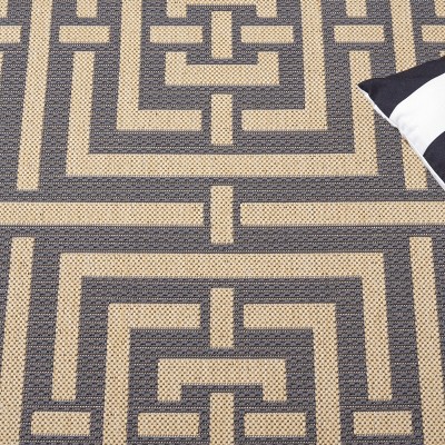 Gray Synthetic Stain-Resistant Outdoor Rug, 27" x 10"