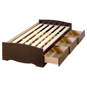 Prepac Twin XL 3 Drawer Platform Storage Bed Espresso: Wood Composite, No Box Spring Needed - 1 of 4