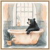 Kate & Laurel All Things Decor 30"x30" Sylvie Black Bear Bathroom Watercolor 2 Framed Canvas by The Creative Bunch Studio Natural - 2 of 4