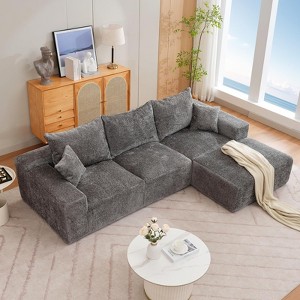 110'Modular Sectional Couches for Living Room, Boneless Sofa with Deep Seat, L Shaped Cloud Couch with Chaise,Plush Linen Fabric, No Assembly Required - 1 of 4