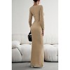Women's Square Neck Ribbed Knit Long Sleeve Bodycon Maxi Dress Casual Formal Wear - 3 of 4