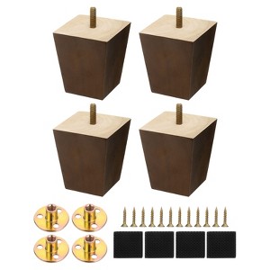 Unique Bargains Wooden Chair Desk Furniture Legs with Mounting Screws 4 Pcs - 1 of 4