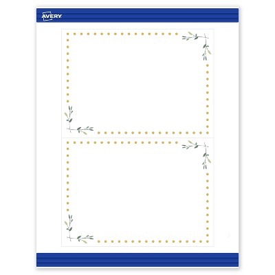 Avery 5" x 7" Cards, Gold Dots with Green Florals, 20 ct