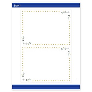Avery 5" x 7" Cards, Gold Dots with Green Florals, 20 ct - 1 of 4