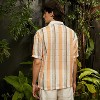 Campus Sutra Men Men's Coral Orange & Saltbox Beige Multitrack Knit Oversized Shirt - 4 of 4