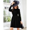 Women Long Sleeve Knitted Crewneck High Waist A-Line Cute Mini Sweater Dress - 2 of 4