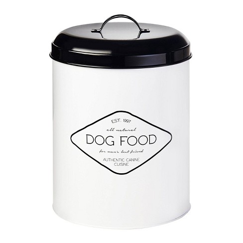Amici Pet Buster Dog Food Metal Treat Storage Canister 8.5 Qt white W Black Lid Target