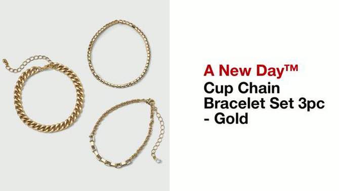 Cup Chain Bracelet Set 3pc - A New Day&#8482; Gold, 2 of 6, play video