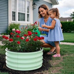 Oval/Round Raised Garden Bed – Large Wave-Shaped Outdoor Planter Box, Galvanized Steel, Open-Ended Base, Spacious Elevated Planter for Gardening - 1 of 4
