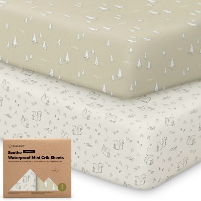 KeaBabies 2pk Soothe Waterproof Fitted Mini Crib Sheets for Girl, Boy, 100% Organic Soft Cotton Pack and Play Sheets