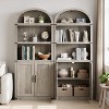 Bookcase with Doors Arched Bookshelf 71.65in Tall Bookcase Farmhouse Cabinet with Shelves Wooden Bookshelves for Home Office, Living Room - 4 of 4