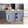 Okak Kitchen Island With Storage and Rubber Wood Countertop, 5 Wheels Kitchen Cart with Ample Storage, Countertop Organizer for Dining Room - 4 of 4