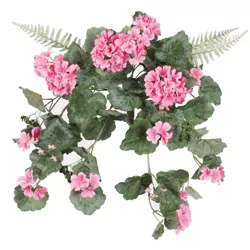 Artificial Geranium Hanging Bush (22") Pink - Vickerman