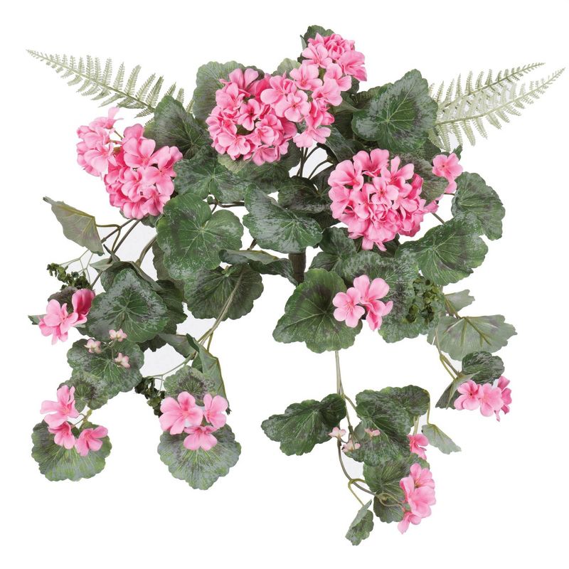 Artificial Geranium Hanging Bush (22") Pink - Vickerman, 1 of 4
