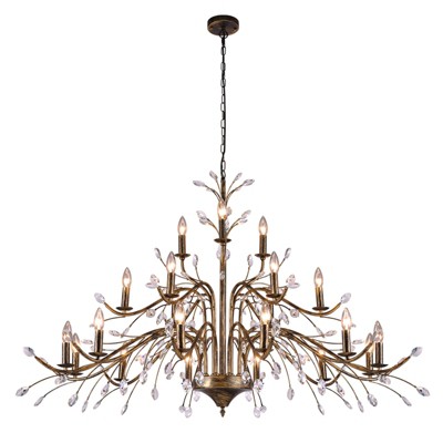 LLHZSY 21-Lights Farmhouse Retro Tree Branch Crystal Chandelier Candle-Style Pendant Light