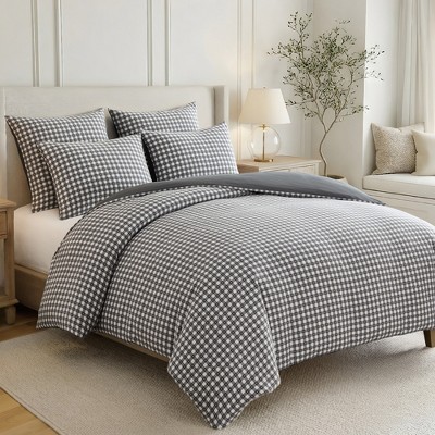 Camden Gingham Stitch Grey King Comforter Set - Levtex Home : Target