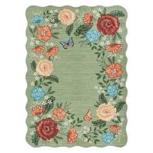 Modern Floral Rug Washable Rug with Non Slip Backing Low Pile Indoor Carpet Foldable Soft Floor Cover for Living Roo Bedroom Office - 1 of 4
