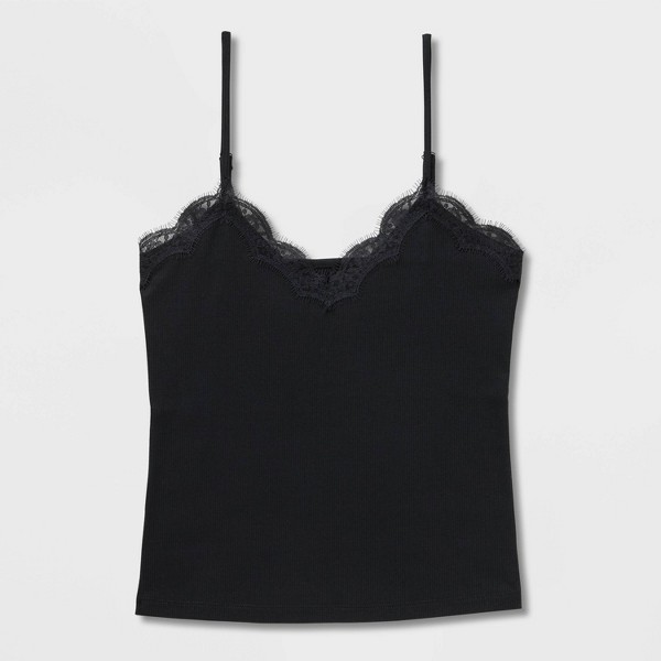 Top de Tirantes de Encaje con Escote en V y Tejido Acanalado Moderno para Mujer - A New Day™ 4