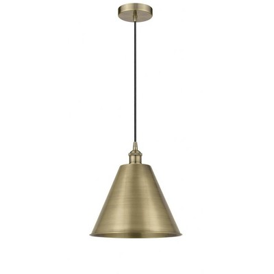 Edison Cone - 1 Light Cord Hung Mini Pendant In Industrial Style-14.75 Inches Tall and 12 Inches Wide