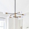 Dewdrop Mid Century Modern 12-Light Chandelier, Black & Brass Sputnik with White Glass Globes - 2 of 4