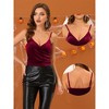 Allegra K Women's Wrap Spaghetti Strap Velvet Crop Cami Tops - 2 of 4