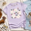 Simply Sage Market Women's Pink Flowers and Buds Short Sleeve Garment Dyed Tee - 3 of 3