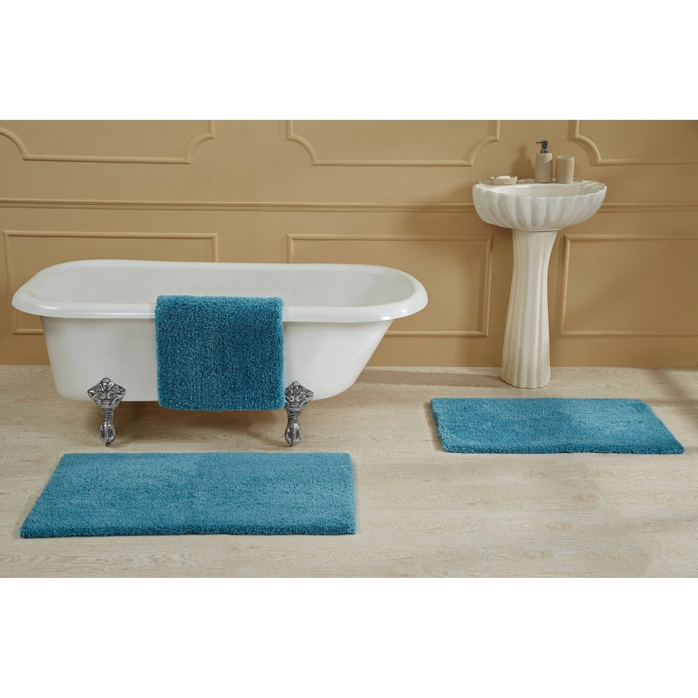 24inx40in Micro Plush Collection 100% Micro Polyester Rectangle Bath Rug Teal - Better Trends