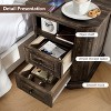 ZACHVO 18Inch Farmhouse Nightstand with Charging Station, 2 Drawers & Metal Handles – Black Wooden Bedside/End Table - 4 of 4