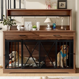 Whisen Dog Crate & Side Table & Dog Kennel with Sliding Iron Door, Ample Storage Space - 1 of 4