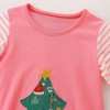 MyKids-Usa Baby Girl Cartoon Christmas Tree Pattern Striped Sleeve Design Princess Dress - 3 of 4