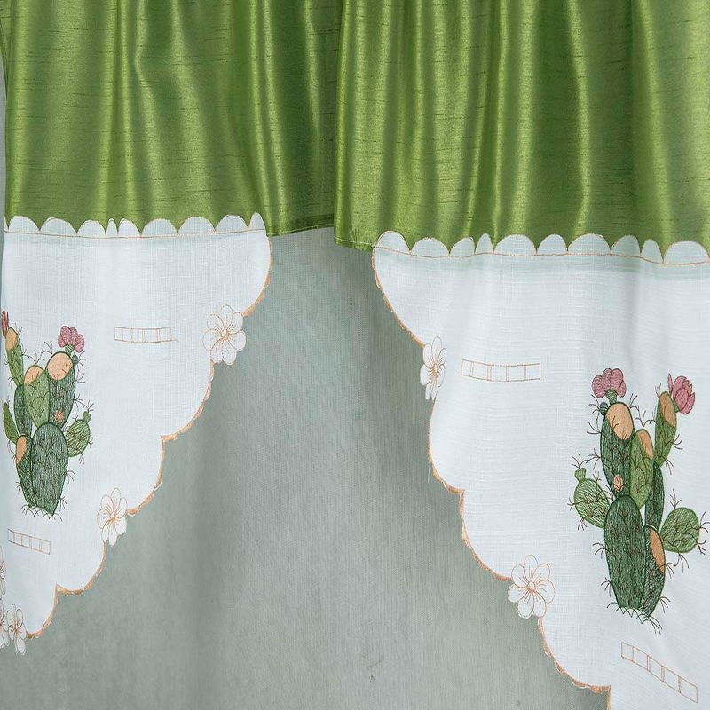 RT Designer's Collection 3 Piece Set Adds Charm Any Kitchen Decor Monarch Cactus Kitchen Curtain 52" x 18" Sage, 2 of 8