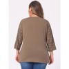Agnes Orinda Women's Plus Size Top Raglan Floral Print V Neck 3/4 Sleeve Peasant Blouse - 4 of 4