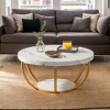 Hommoo Wooden Coffee Table, 2-Tier Round Central Cocktail Table with Shelves - 3 of 4