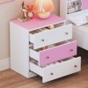FONTOI Nightstand with 3 Drawers, Colorblock Design Side Table with Storage Cabinet for Bedroom, White&Pink, 15.7"*25.8"*23.6" - 4 of 4