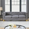 Velvet Chesterfield 3-Seater Sofa,Tufted Living Room Couch with Nailhead Trim & Metal Legs-Baofuwish - 2 of 4