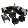 Costway 9PCS Patio Rattan Furniture Set Fire Pit Space-saving W/ Cushion cover - image 3 of 4