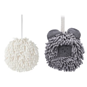 REGALWOVEN 2 Pcs Comfortable Soft Absorbent Chenille Ball Fuzzy Hand Towels - 1 of 4